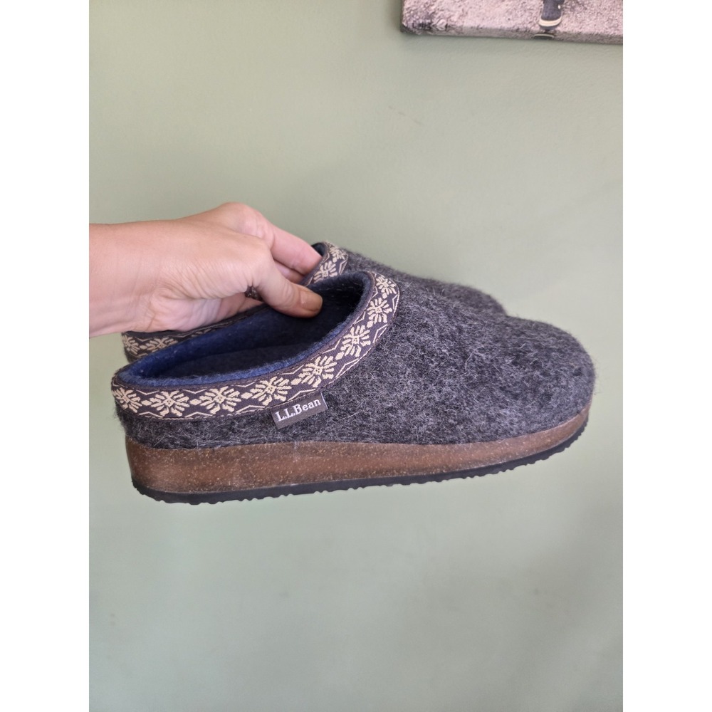 L.L. Bean Women's Wool Slipper Clogs Shale Gray Size 10 Cork Sole